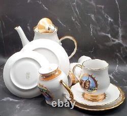 Vtg 1970s Riga Porcelain Factory Coffee Set Vakars Porcelain Coffee Set for 2