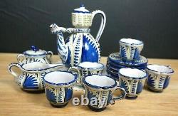 Vtg CERAMIC COFFE POT SET Made in Italy Hand painted Espresso Tallyrand 17 pcs