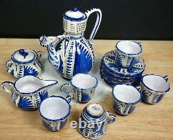 Vtg CERAMIC COFFE POT SET Made in Italy Hand painted Espresso Tallyrand 17 pcs