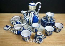 Vtg CERAMIC COFFE POT SET Made in Italy Hand painted Espresso Tallyrand 17 pcs