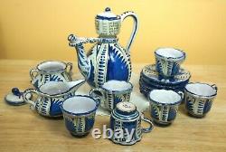 Vtg CERAMIC COFFE POT SET Made in Italy Hand painted Espresso Tallyrand 17 pcs