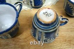 Vtg CERAMIC COFFE POT SET Made in Italy Hand painted Espresso Tallyrand 17 pcs