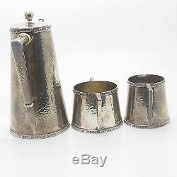 Vtg Dominick & Haff 925 Sterling Silver Hammered Finish 3-Piece Coffee Set