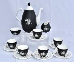 Vtg EB Foley ALASKA Coffee Set for 6 Coffee Pot, Demitasse Duo, Creamer & Sugar