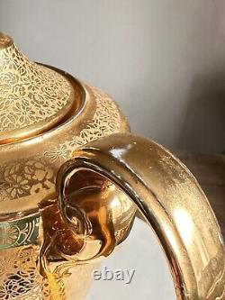 Vtg Empire Courting Czechoslovakia Ceramic 24k Gold Encrusted Platinum CoffeeSet
