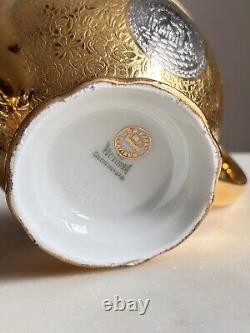 Vtg Empire Courting Czechoslovakia Ceramic 24k Gold Encrusted Platinum CoffeeSet