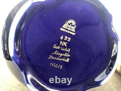 Vtg Lindner Kueps Bavaria Etch Cobalt Tea Coffee Pot And Creamer Gold Floral