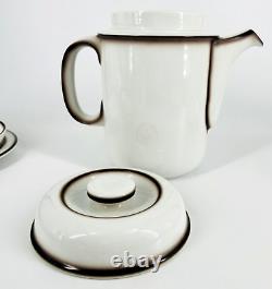 Vtg MCM Rosenthal Thomas KODIAK Coffee Pot Tea Pot Set NORDIC Ivory Brown Trim