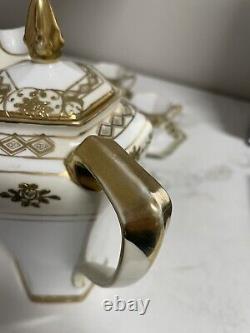 Vtg Noritake Gold Moriage Coffee/Chocolate Pot Demitasse Set 6 Cups & 6 Saucers