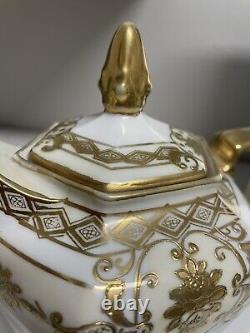 Vtg Noritake Gold Moriage Coffee/Chocolate Pot Demitasse Set 6 Cups & 6 Saucers