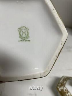 Vtg Noritake Gold Moriage Coffee/Chocolate Pot Demitasse Set 6 Cups & 6 Saucers
