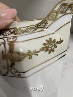 Vtg Noritake Gold Moriage Coffee/Chocolate Pot Demitasse Set 6 Cups & 6 Saucers