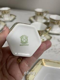 Vtg Noritake Gold Moriage Coffee/Chocolate Pot Demitasse Set 6 Cups & 6 Saucers