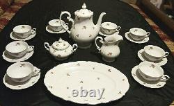 Vtg Porcelain Coffee Dessert Service for 8 WUNSIEDEL BAVARIA Germany pink roses