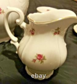 Vtg Porcelain Coffee Dessert Service for 8 WUNSIEDEL BAVARIA Germany pink roses