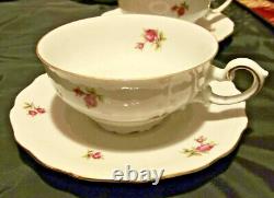 Vtg Porcelain Coffee Dessert Service for 8 WUNSIEDEL BAVARIA Germany pink roses