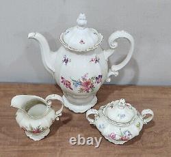 Vtg Rosenthal Pompadour Coffee Tea Set Pot Creamer Sugar Floral Rose 5pc Selb