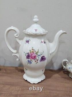 Vtg Rosenthal Pompadour Coffee Tea Set Pot Creamer Sugar Floral Rose 5pc Selb