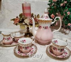 Vtg Royal Albert Bridesmaid Coffee/tea Svc Pot-creamer/sugar 2 Cup/saucers Mint