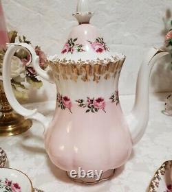 Vtg Royal Albert Bridesmaid Coffee/tea Svc Pot-creamer/sugar 2 Cup/saucers Mint