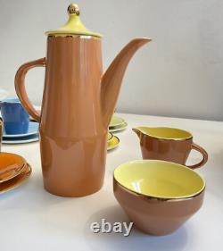 Vtg Royal Worcester Palissy Mardi Gras Coffee Pot Tea Set 21 Pcs MCM 60s 70s