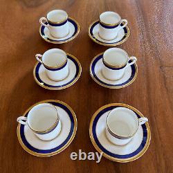 Vtg Set OF 6 COALPORT English Bone China ESPRESSO Cups & Saucers White & Blue