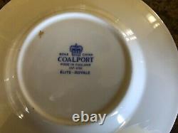 Vtg Set OF 6 COALPORT English Bone China ESPRESSO Cups & Saucers White & Blue