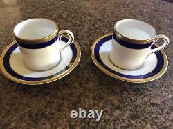 Vtg Set OF 6 COALPORT English Bone China ESPRESSO Cups & Saucers White & Blue