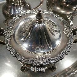 Vtg Sterling Silver. 950 Coffee & Tea Set Teapot Creamer & Sugar 2,528g maurzz