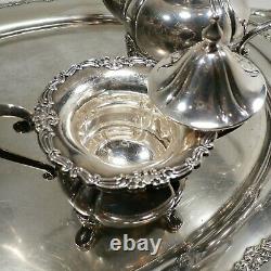 Vtg Sterling Silver. 950 Coffee & Tea Set Teapot Creamer & Sugar 2,528g maurzz