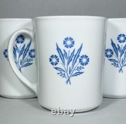 Vtg USA CorningWare Blue Cornflower Ceramic 11 oz Coffee Tea Cups Mugs Set of 4