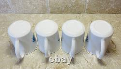 Vtg USA CorningWare Blue Cornflower Ceramic 11 oz Coffee Tea Cups Mugs Set of 4
