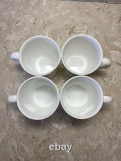 Vtg USA CorningWare Blue Cornflower Ceramic 11 oz Coffee Tea Cups Mugs Set of 4