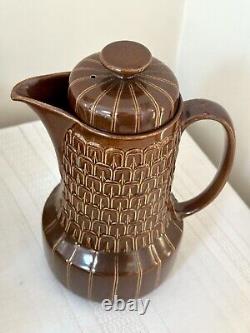 Vtg Wedgwood Pennine Coffee Pot, Creamer Jug, 5 Mugs 1960s England Pottery Set