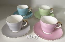 WEDGWOOD APRIL HARLEQUIN COFFEE SET DEMITASSE FOR 4 PERSONS 1950's RETRO