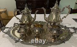 Wallace Baroque Tea & Coffee Set 6 piece Vintage Siverplate Set