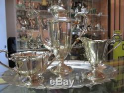 Webster Sterling Silver 4 Piece Vintage Coffee Set Including Tray V Good Cond
