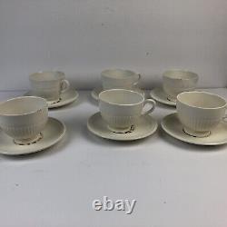 Wedgwood Conway 6 Tea Cups & Saucers Footed Edme Ak 8364 Floral Coffee England