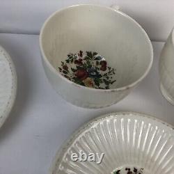 Wedgwood Conway 6 Tea Cups & Saucers Footed Edme Ak 8364 Floral Coffee England