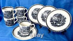 Wedgwood Etruria / 4 x Demitasee Coffee Cups & Saucers / Vintage / Pattern6Y34