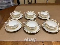 Wedgwood Whitehall Tea Cups Set Of 6 With Saucers Bone China Cup