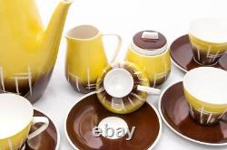 Yellow & brown zig-zags Vintage 5 person Kahla porcelain coffee set Retro