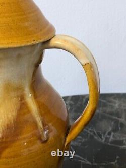 Youghal Studio Pottery, handmade beautiful Tea Set Brown/Yellow Dripware 1970's