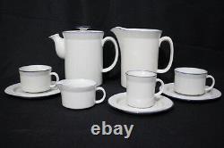 10pc Vintage Danway Porzana Blue Cup, Saucer, Pitcher, & Cafeter Pot Set, Danemark