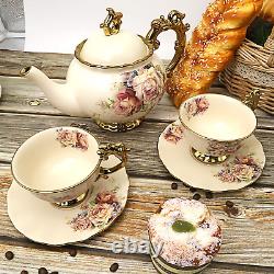 15 Pièces Service à thé en porcelaine britannique à motifs floraux, Ensemble de café en porcelaine vintage, Service à thé de mariage.