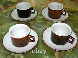 4 Rare Vtg 1970 Dansk Danemark Brown Mist Cafee Cups Plates De Sauces Dinnerware