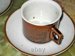 4 Rare Vtg 1970 Dansk Danemark Brown Mist Cafee Cups Plates De Sauces Dinnerware