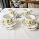 4 X Ensemble De Trio Tasse Soucoupe Citronnier En Ironstone Art Déco Vintage Johnson Bros