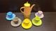 5x Vtg Royal Worcester Palissy Mardi Gras Harlequin Ensemble De Théière Avec 1er Pichet à Crème