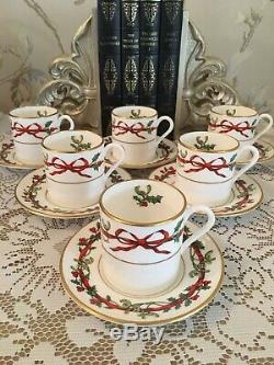 6 Houx Rubans Cans Café Worcester -royal Set Café -vintage Chine Avec Des Arcs